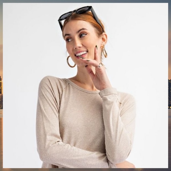 EASEL Long Sleeved Asymmetrical Ruffled Hem Lightweight Tunic Top - Picture 12 of 14